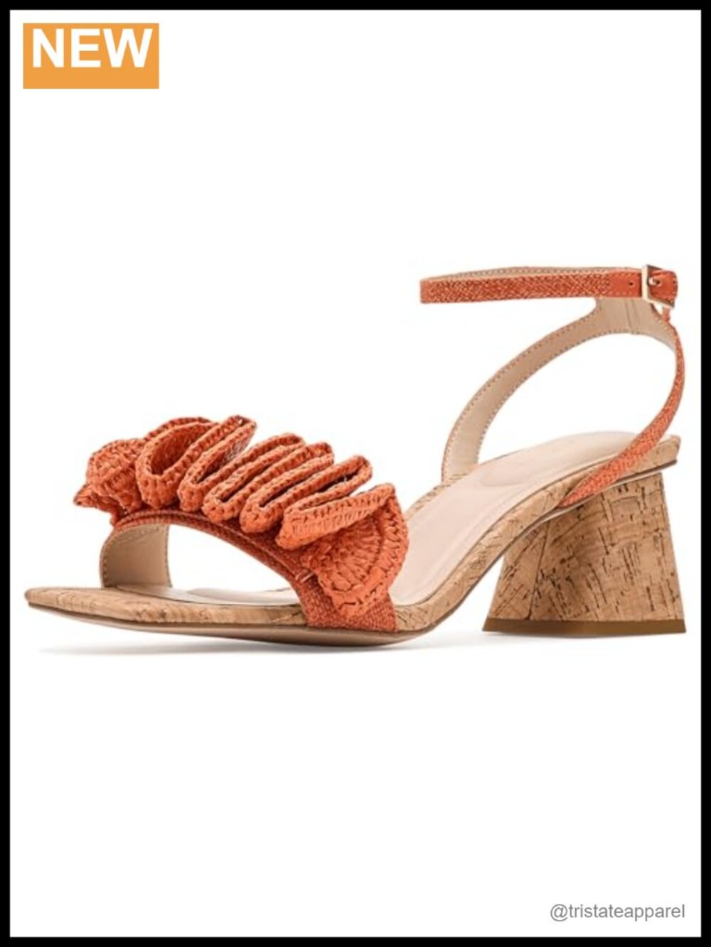 Pelle Moda Tiann Woven Rosette Heeled Sandal Block Heel Faux Leather